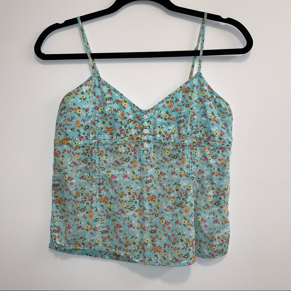 Aeropostale Flower Print 100% Cotton Women’s Tank Top Size Small